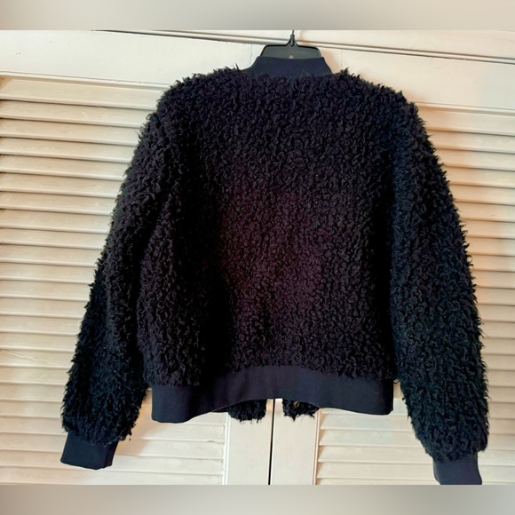 WHO WHAT WEAR BLK FLEECE TEDDY BOMBER JKT SIZE MED MINT CONDITION - Picture 2 of 8